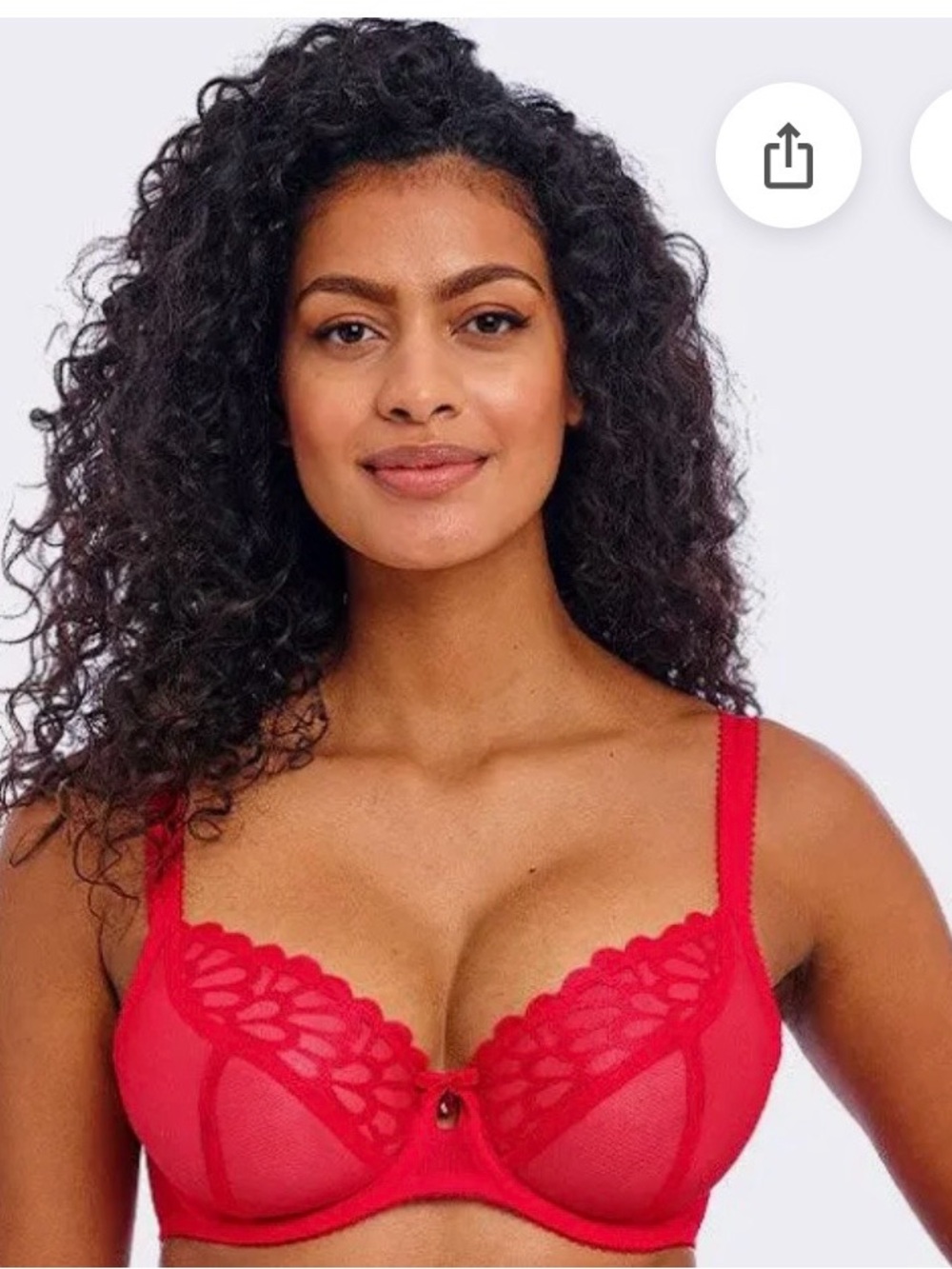 Freya Red Lace Underwire Bra with Floral Trim
